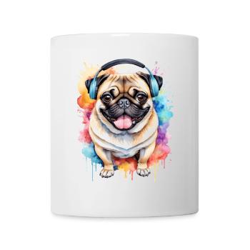 Carlin Casque Chien Coloré Drôle Animal Design Imprimer - Mug blanc - blanc - Devant