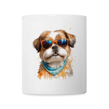Shih Tzu Sonnenbrille Hund Lustig Tier Print - Tasse - Weiß - Vorne