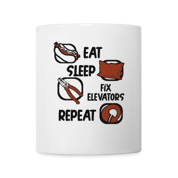 Manger Dormir Réparer les ascenseurs Technicien répétitif - Mug blanc - blanc - Devant