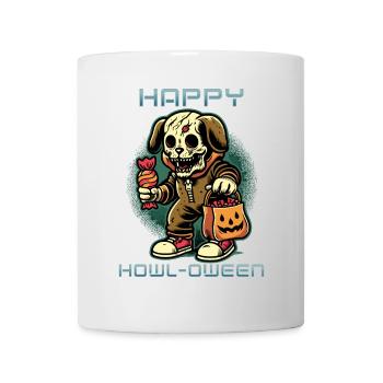 Happy Howl-o-ween Funny Halloween Dog Saying - Mug - white - Front