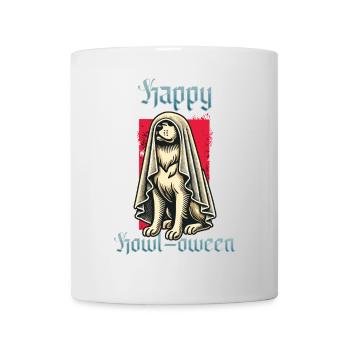 Happy Howl-oween Lustiger Hunde Halloween Spruch - Tasse - Weiß - Vorne