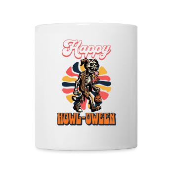 Happy Howl Oween Lustiger Hunde Halloween Spruch - Tasse - Weiß - Vorne