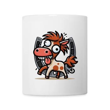 Lustiges Pferd Hufeisen Pferde Gaul Kind Kinder - Tasse - Weiß - Vorne
