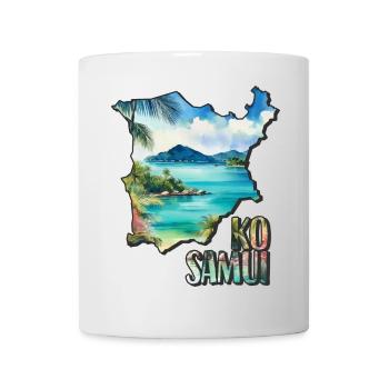 Aquarell Landkarte Ko Samui - Tasse - Weiß - Vorne