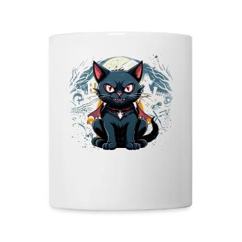 Chat noir d’Halloween en vampire - Mug blanc - blanc - Devant