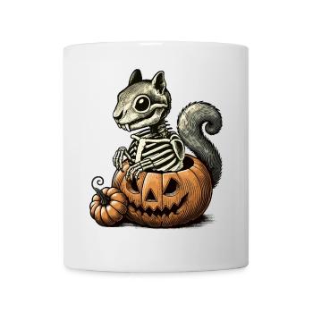 Motif d’écureuil squelette dans une citrouille - Mug blanc - blanc - Devant