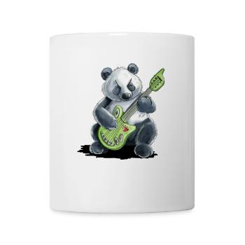 Panda Bear Plays Guitar Music Electric Guitar - Mug - white - Front