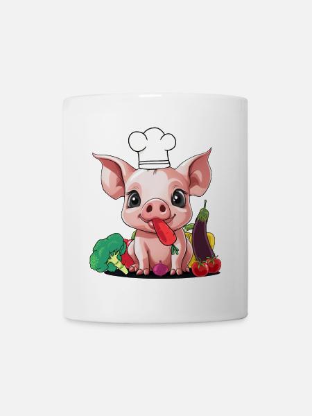 Pig Vegetable Cook Cook Cooks Cook Piglet - Mug - white