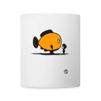 Kleiner Junge und großer Fisch - Tasse - Weiß - Vorne