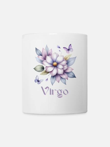 Elegantes Virgo Sternzeichen Aquarell Geschenk - Tasse - Weiß