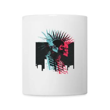 Neon Punk Rock Schädel City Skyline - Tasse - Weiß - Vorne