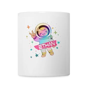 ETHAN - Beau nom de garçon avec astronaute mignon - Mug blanc - blanc - Devant