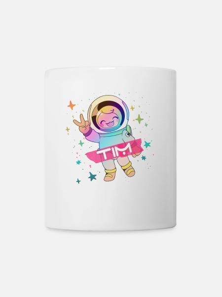 TIM - Beau nom de garçon avec astronaute mignon - Mug blanc - blanc
