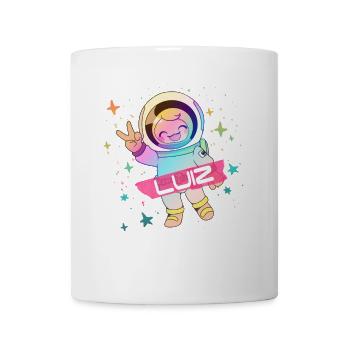 LUIZ - Beau nom de garçon avec astronaute mignon - Mug blanc - blanc - Devant