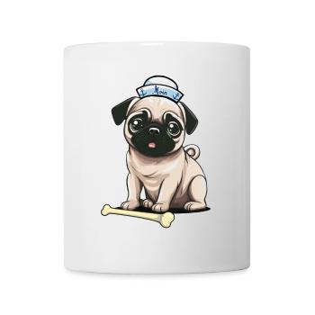 Chien Chiens Enfants Enfants Animaux de compagnie Carlin maritime - Mug blanc - blanc - Devant