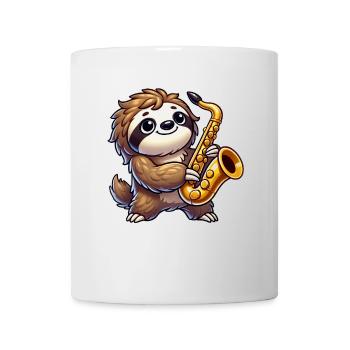 Faultier Saxofon Saxofonist Spieler Jazz Musik - Tasse - Weiß - Vorne