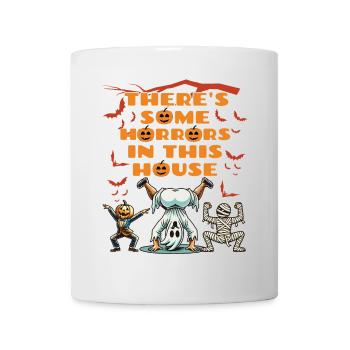 Il y a des horreurs dans cette maison Lustiger Spruch - Mug blanc - blanc - Devant