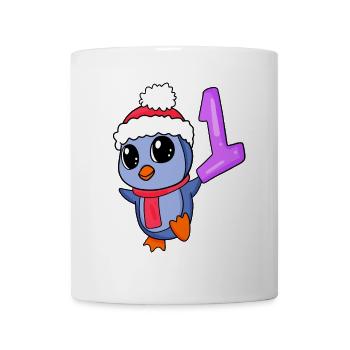 Zahl 1 Nummer Eins - Pinguin Motiv - Tasse - Weiß - Vorne