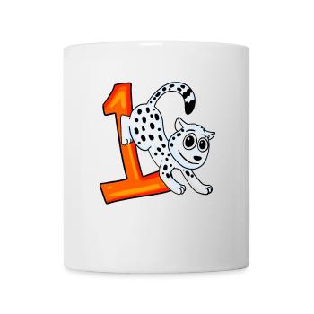Zahl 1 Nummer Eins - Schneeleopard Motiv - Tasse - Weiß - Vorne