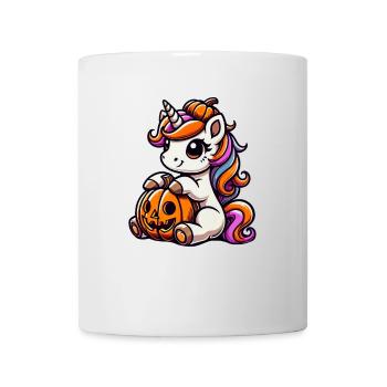 Cute Unicorn Halloween Pumpkin Cartoon - Mug - white - Front