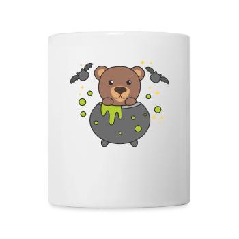 Ours Joyeux Halloween Bâton de Chaudron de Sorcière - Mug blanc - blanc - Devant