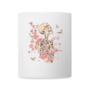 Fleurs squelettes - Mug blanc - blanc - Devant