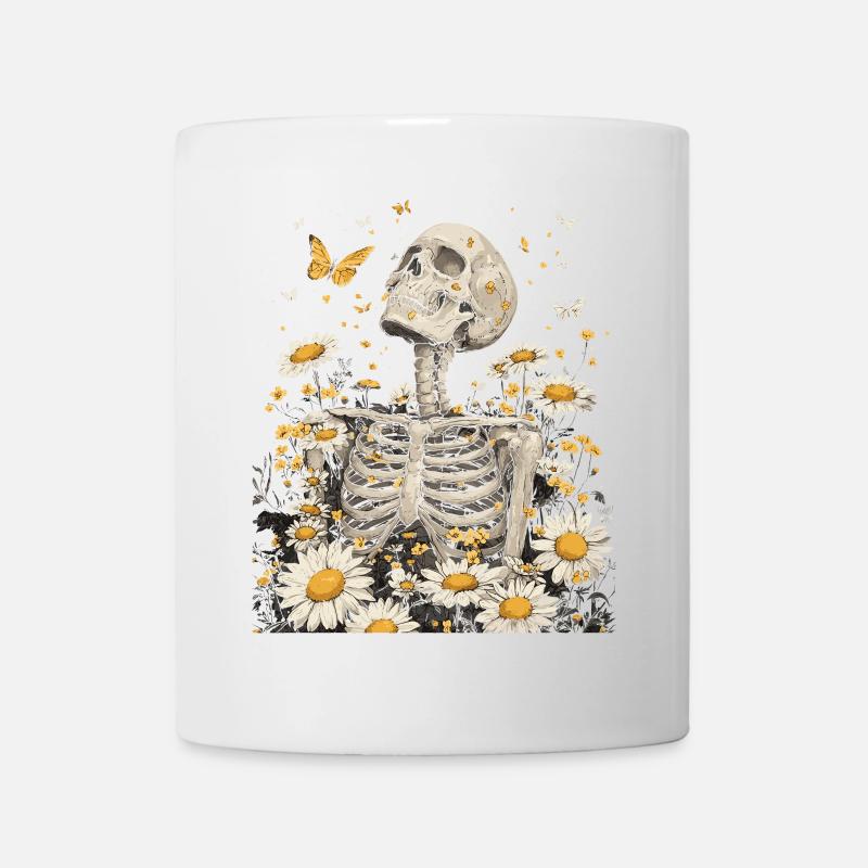 Skelett Blumen - Tasse - Weiß