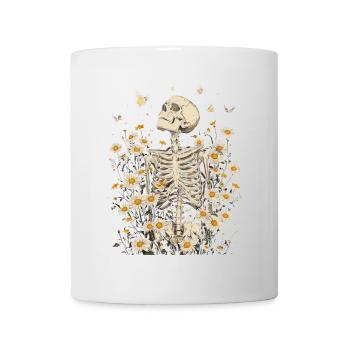 Fleurs squelettes - Mug blanc - blanc - Devant