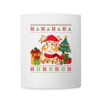 Design « Chat mignon avec chapeau de Père Noël » - Mug blanc - blanc - Devant