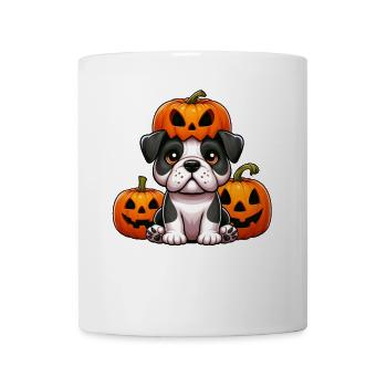 Lustige Halloween Kürbisse Bulldogge Helm Hut - Tasse - Weiß - Vorne
