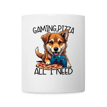 Funny Dog Gaming Pizza Gamer Gamer Gaming - Mug - white - Front