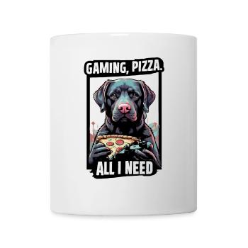 Funny Dog Gaming Pizza Gamer Gamer Gaming - Mug - white - Front