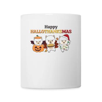 Happy Hallothanksmas Alpaka Weihnachts Alpakas - Tasse - Weiß - Vorne