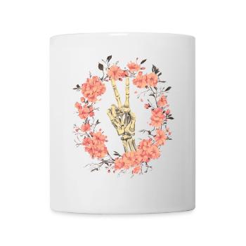 Skeleton Hand Peace Sign - Mug - white - Front