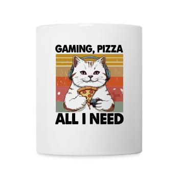 Funny Cats Gaming Pizza Gamer Gamer Gaming - Mug - white - Front