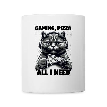Funny Cats Gaming Pizza Gamer Gamer Gaming - Mug - white - Front