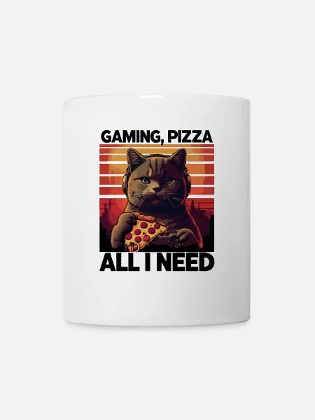 Drôles de chats Jeux Pizza Gamer Gamer Jeux - Mug blanc - blanc