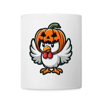 Halloween Kürbis Huhn Helm Herbst Lustig - Tasse - Weiß - Vorne