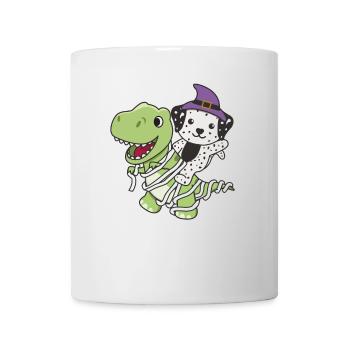 Dalmatian Happy Halloween T-Rex Mummy Costume - Mug - white - Front