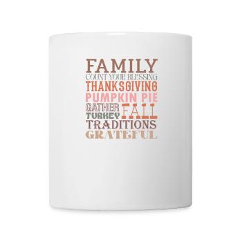 Familien Herbst Wortkunst Thanksgiving Design - Tasse - Weiß - Vorne