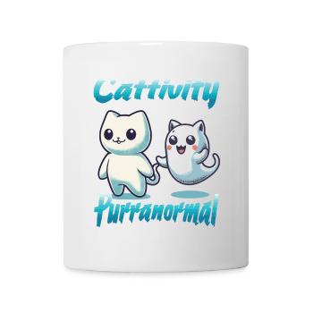 Tenue drôle d’Halloween avec des chats fantômes mignons - Mug blanc - blanc - Devant