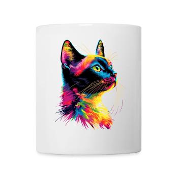 Katze Bunt Regenbogen Farben Popart Cat Mom Katzen - Tasse - Weiß - Vorne