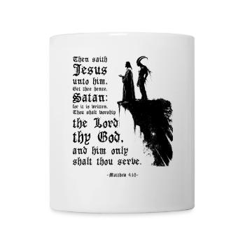 Jesus and Satan Matthew 4:10 Bible Verse Christian - Mug - white - Front