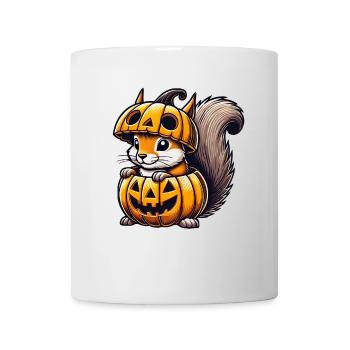 Cute Halloween Squirrel Pumpkin Cartoon - Mug - white - Front