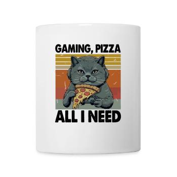Funny Cats Gaming Pizza Gamer Gamer Gaming - Mug - white - Front