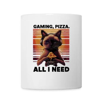 Funny Cats Gaming Pizza Gamer Gamer Gaming - Mug - white - Front