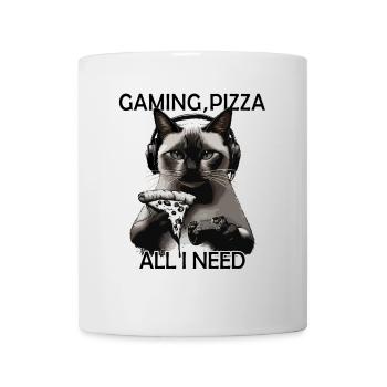 Funny Cats Gaming Pizza Gamer Gamer Gaming - Mug - white - Front