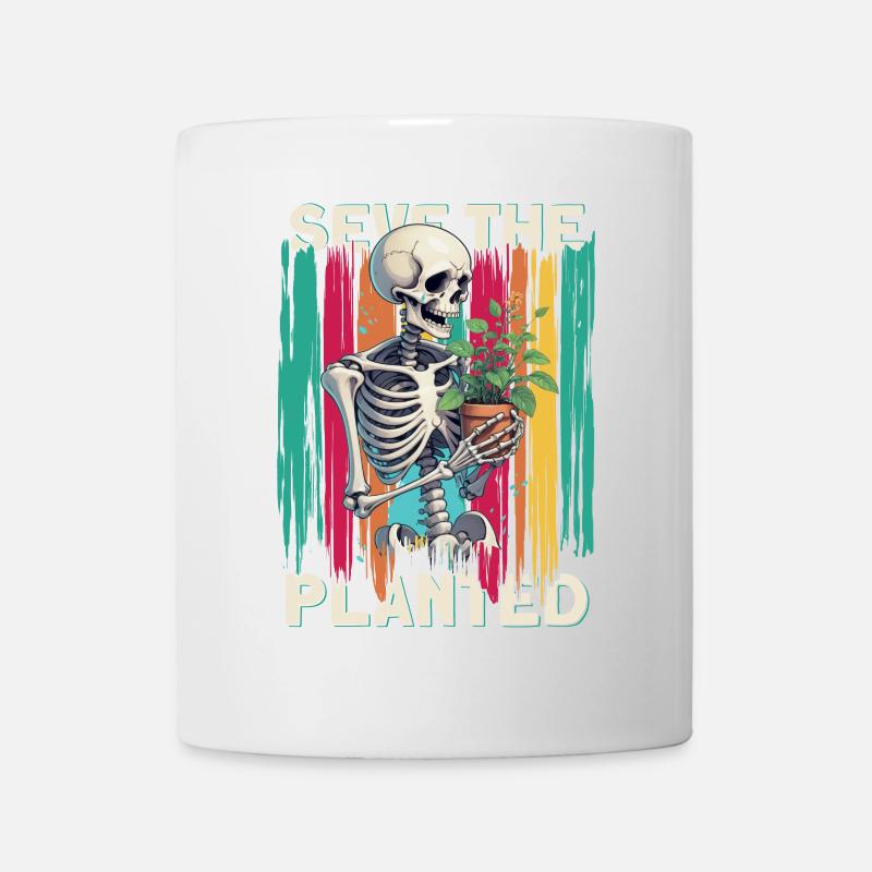 Save The Planet-design Mit Skelett, Das Eine Zarte - Tasse - Weiß