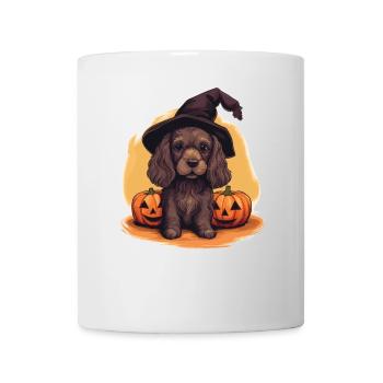 Chapeau de sorcière d'Halloween Citrouille Chien Cocker Spaniel - Mug blanc - blanc - Devant