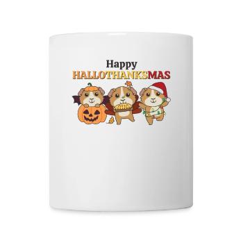 Happy Hallothanksmas Meerschweinchen Weihnachts - Tasse - Weiß - Vorne
